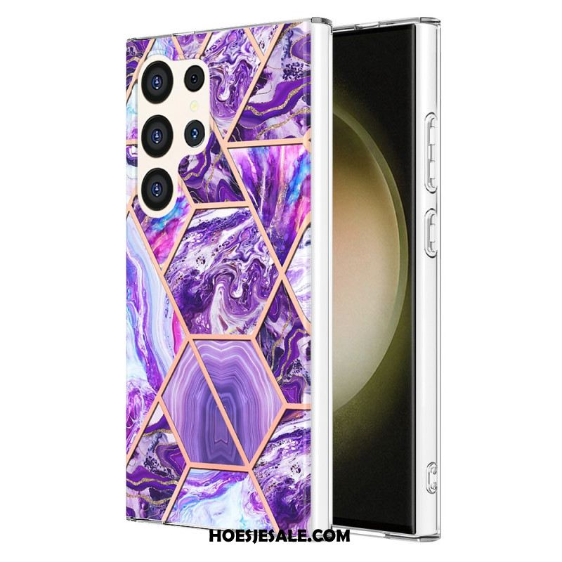 Cover Hoesje Samsung Galaxy S24 Ultra 5g Telefoonhoesje Gemarmerde Stijl