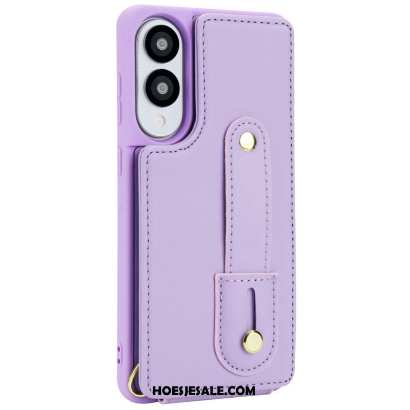 Cover Hoesje Samsung Galaxy S25 5g Edge Telefoonhoesje Kaarthouder Met Riempje En Schouderriem