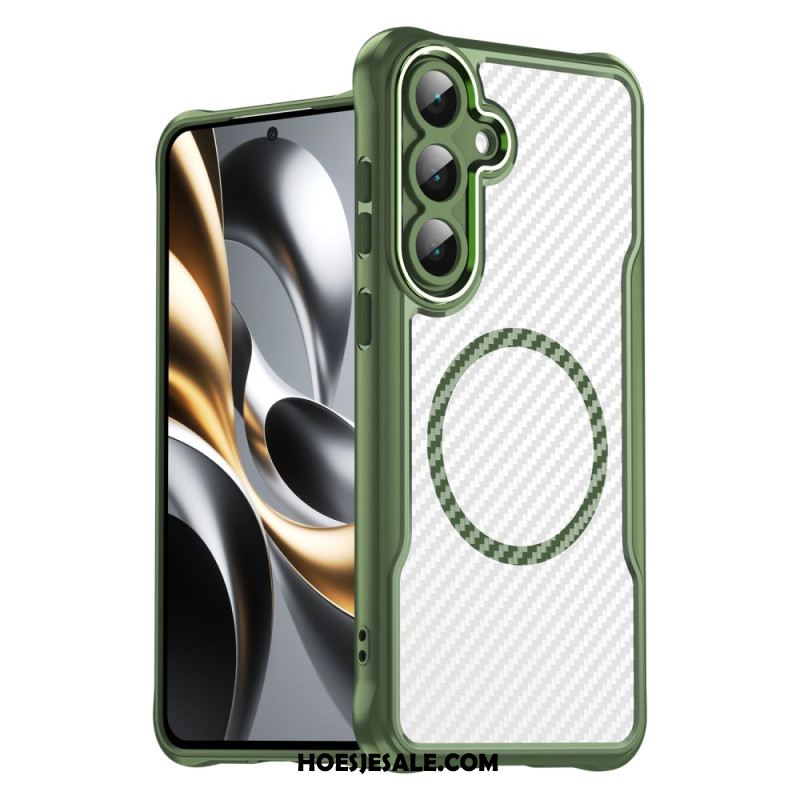 Cover Hoesje Samsung Galaxy S25 Fe Telefoonhoesje Compatibel Met Magsafe Met Koolstofvezeltextuur