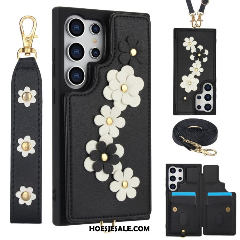 Cover Hoesje Samsung Galaxy S25 Ultra 5g Telefoonhoesje Kaarthouder Met Draagkoord En Schouderband Bandje