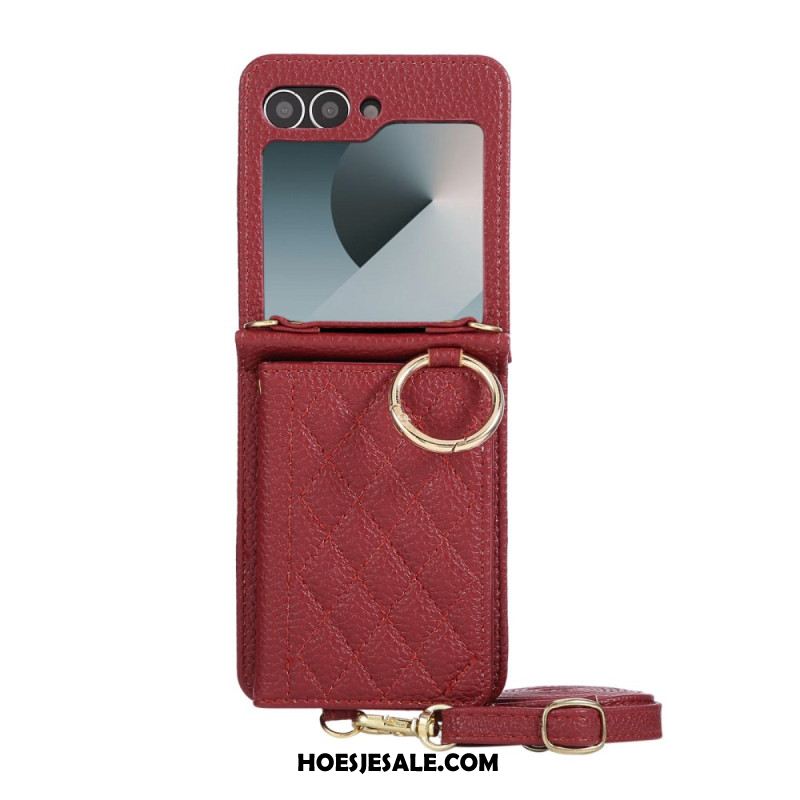 Cover Hoesje Samsung Galaxy Z Flip 7 Fe Telefoonhoesje Gewatteerd Met Schouderband