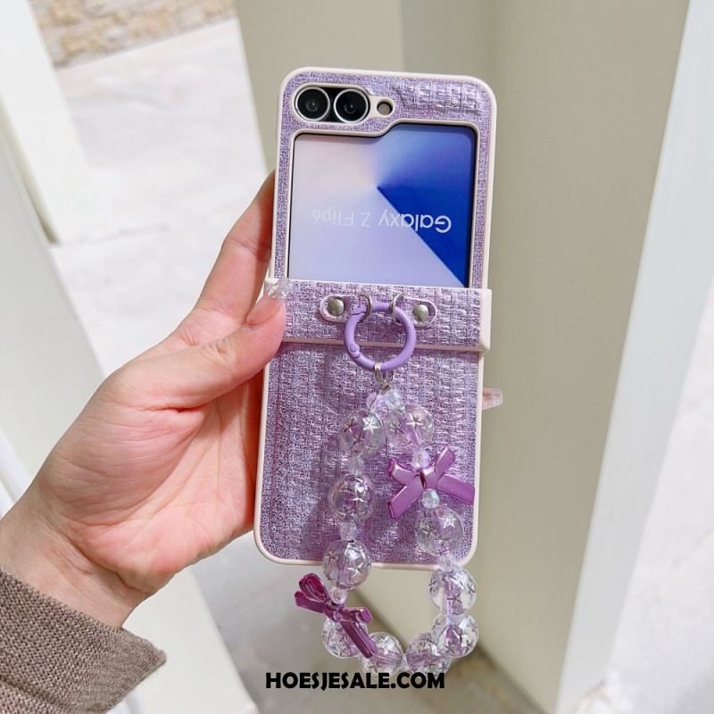 Cover Hoesje Samsung Galaxy Z Flip 7 Fe Telefoonhoesje Kunstleer En Originele Polsband