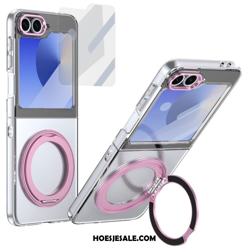 Cover Hoesje Samsung Galaxy Z Flip 7 Fe Telefoonhoesje Magnetische Standaard En Hd-schermbeschermer