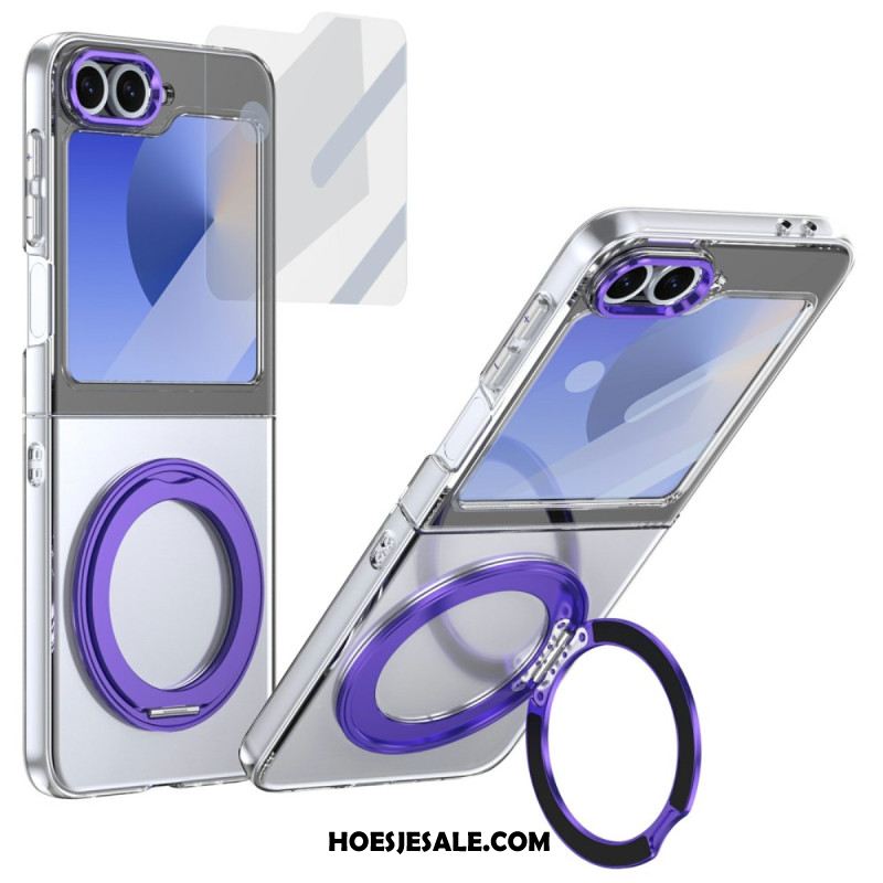 Cover Hoesje Samsung Galaxy Z Flip 7 Fe Telefoonhoesje Magnetische Standaard En Hd-schermbeschermer