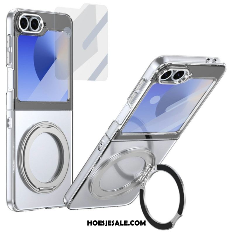 Cover Hoesje Samsung Galaxy Z Flip 7 Fe Telefoonhoesje Magnetische Standaard En Hd-schermbeschermer