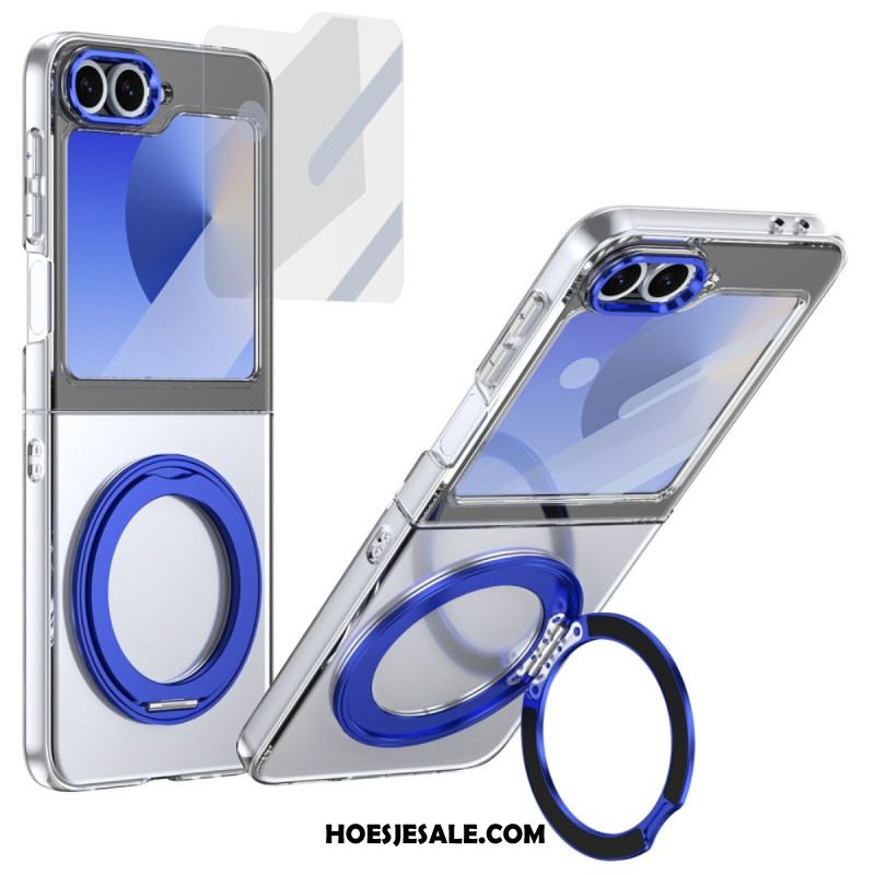 Cover Hoesje Samsung Galaxy Z Flip 7 Fe Telefoonhoesje Magnetische Standaard En Hd-schermbeschermer