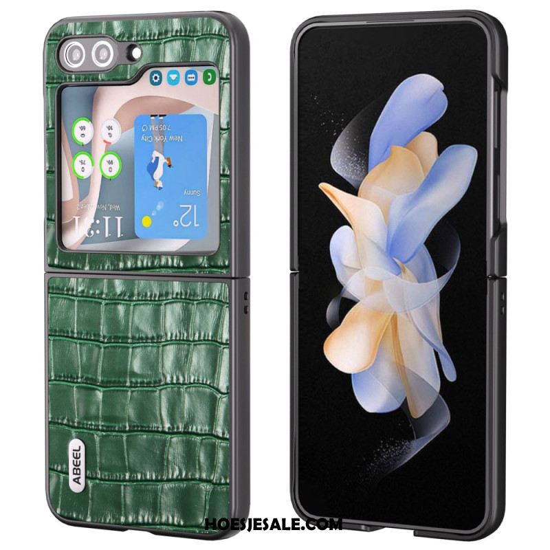 Cover Hoesje Samsung Galaxy Z Flip 7 Fe Telefoonhoesje Premium Krokodillenleerstructuur