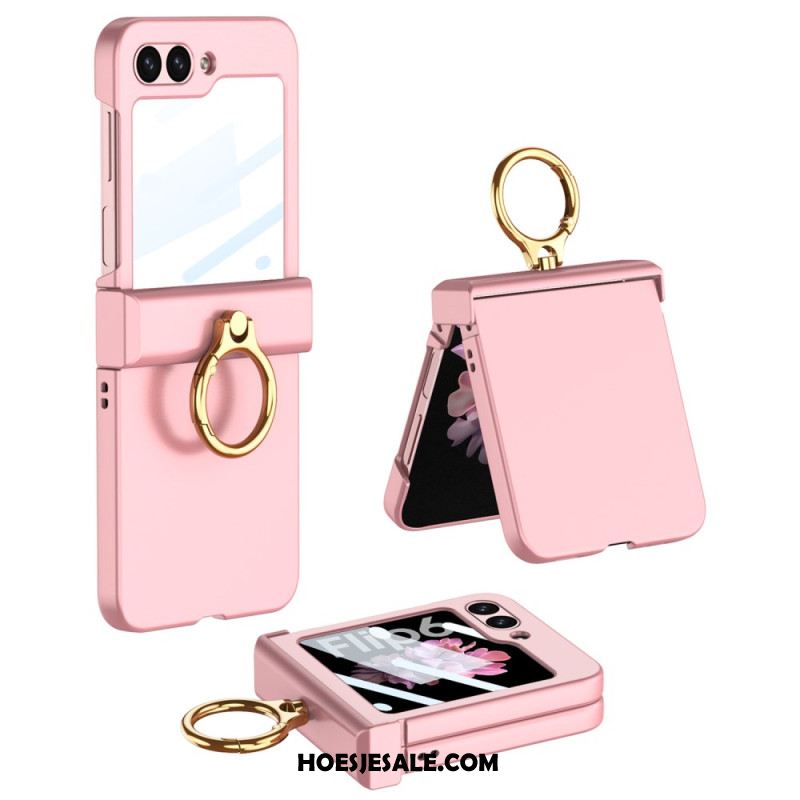 Cover Hoesje Samsung Galaxy Z Flip 7 Fe Telefoonhoesje Ringhouder En Gkk Gehard Glazen Schermbeschermer