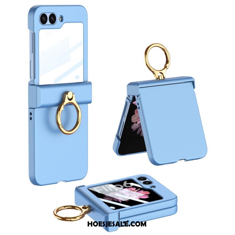 Cover Hoesje Samsung Galaxy Z Flip 7 Fe Telefoonhoesje Ringhouder En Gkk Gehard Glazen Schermbeschermer