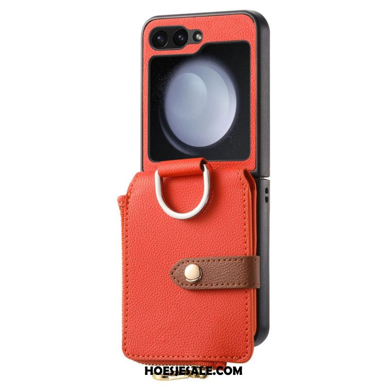 Cover Hoesje Samsung Galaxy Z Flip 7 Fe Telefoonhoesje Vak Met Rits En Ringhouder