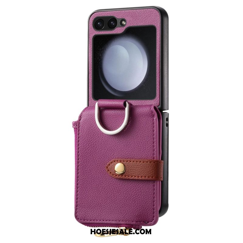 Cover Hoesje Samsung Galaxy Z Flip 7 Fe Telefoonhoesje Vak Met Rits En Ringhouder