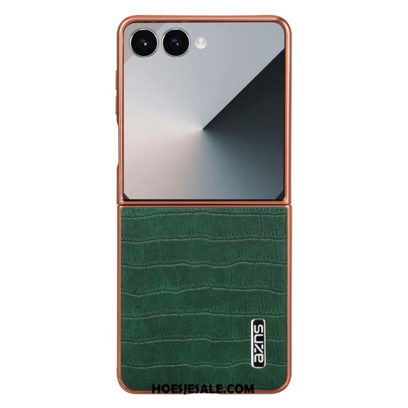 Cover Hoesje Samsung Galaxy Z Flip 7 Telefoonhoesje Krokodillenstijl