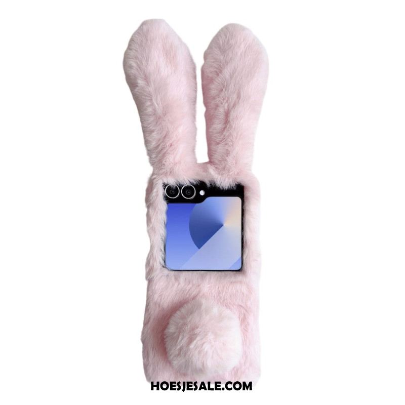 Cover Hoesje Samsung Galaxy Z Flip 7 Telefoonhoesje Pluche Konijnenoren