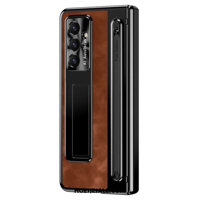 Cover Hoesje Samsung Galaxy Z Fold 7 Telefoonhoesje Standaard Met Lederlook En Stylushouder