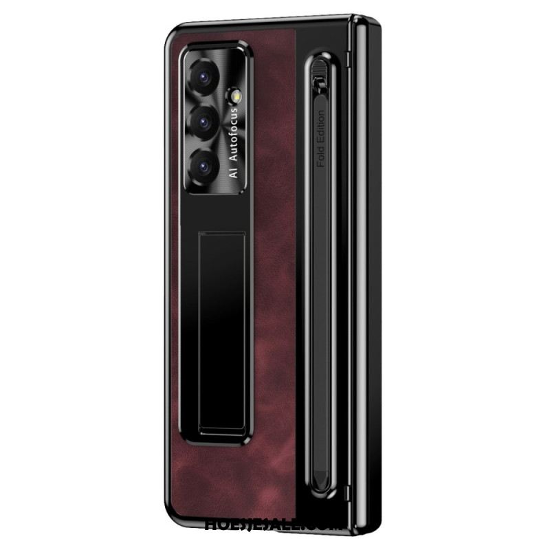 Cover Hoesje Samsung Galaxy Z Fold 7 Telefoonhoesje Standaard Met Lederlook En Stylushouder