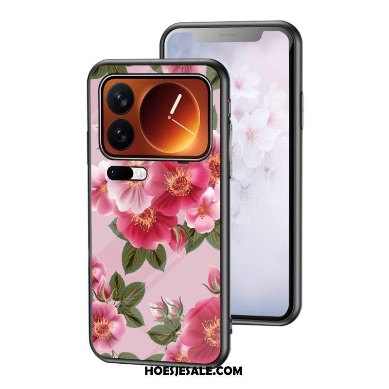 Cover Hoesje Xiaomi 17 Pro Telefoonhoesje Bloemenpatroon Van Gehard Glas