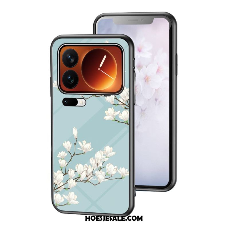 Cover Hoesje Xiaomi 17 Pro Telefoonhoesje Bloemenpatroon Van Gehard Glas