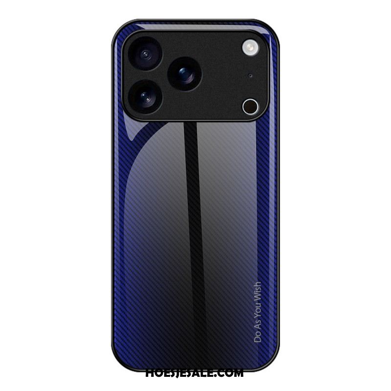 Cover Hoesje iPhone 17 Pro Max Telefoonhoesje Gehard Glas Met Koolstofvezel