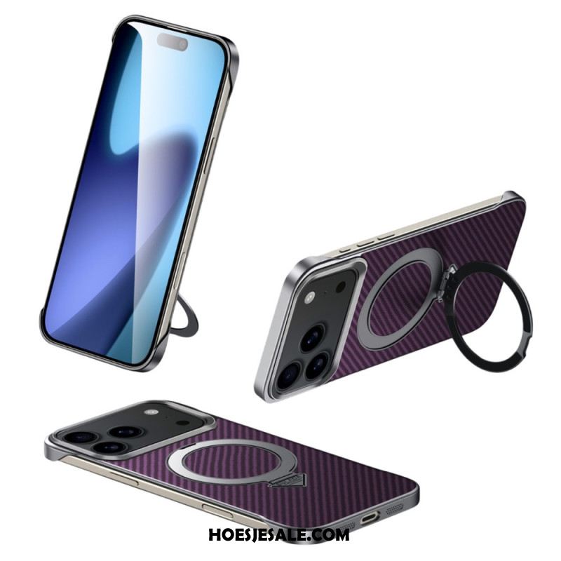 Cover Hoesje iPhone 17 Pro Max Telefoonhoesje Magsafe Carbon Fiber Ring Mount