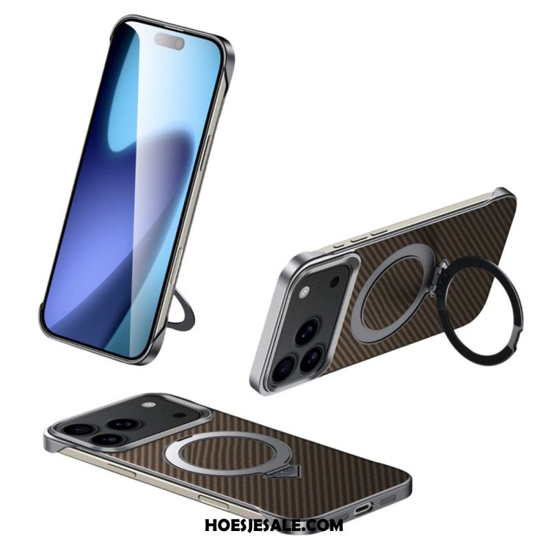Cover Hoesje iPhone 17 Pro Max Telefoonhoesje Magsafe Carbon Fiber Ring Mount