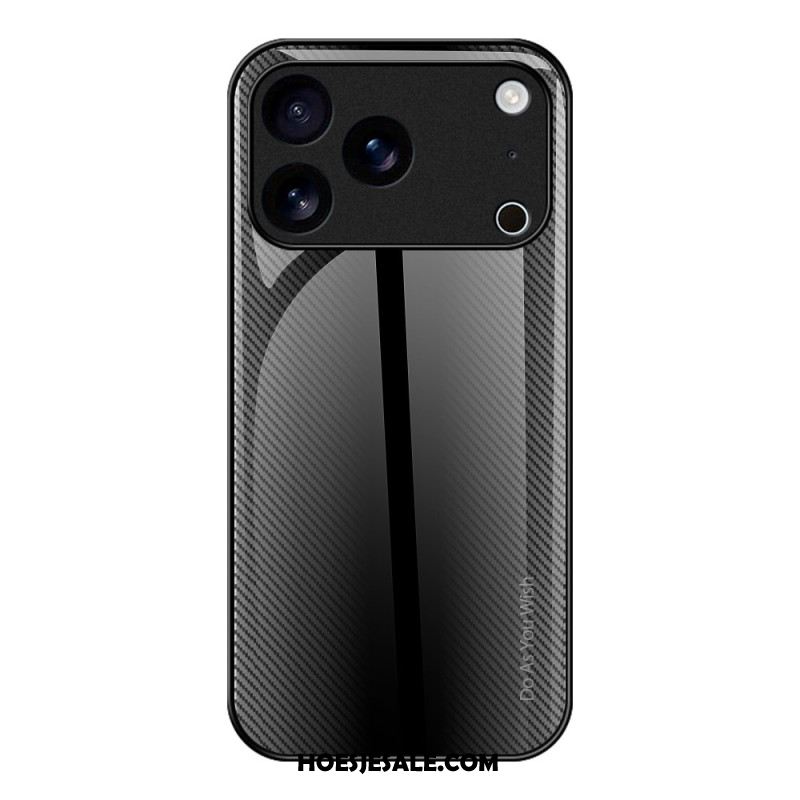 Cover Hoesje iPhone 17 Pro Telefoonhoesje Gehard Glas Met Koolstofvezel