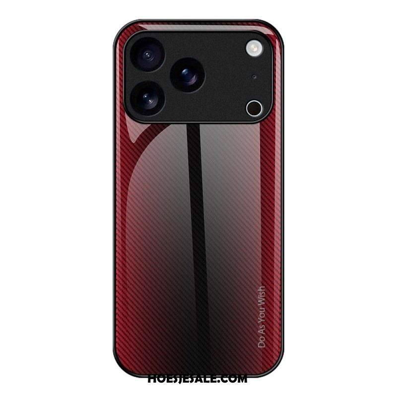 Cover Hoesje iPhone 17 Pro Telefoonhoesje Gehard Glas Met Koolstofvezel