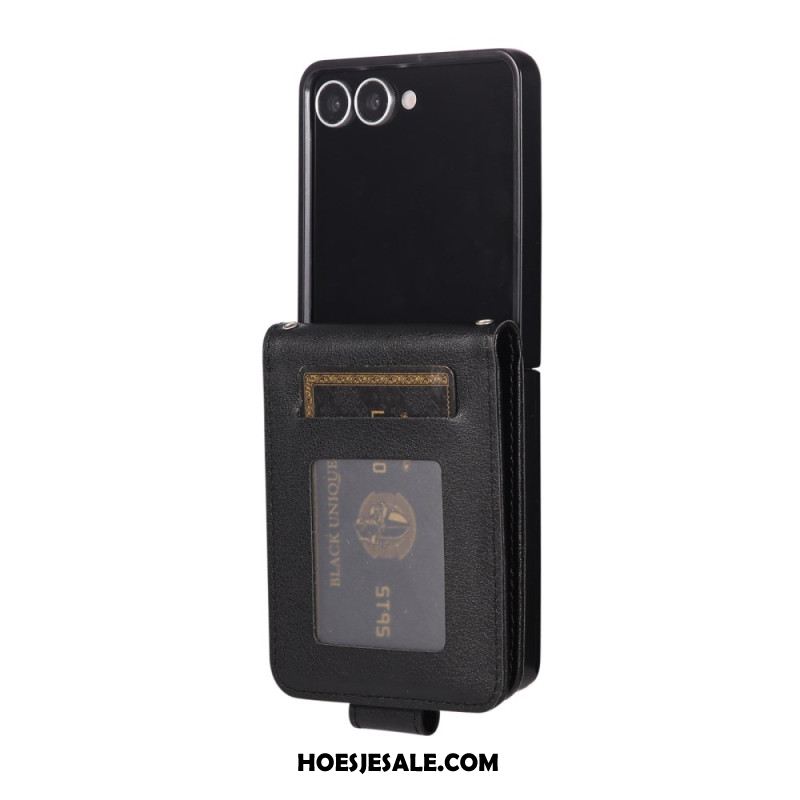 Cover Samsung Galaxy Z Flip 7 Kaarthouder Van Imitatieleer