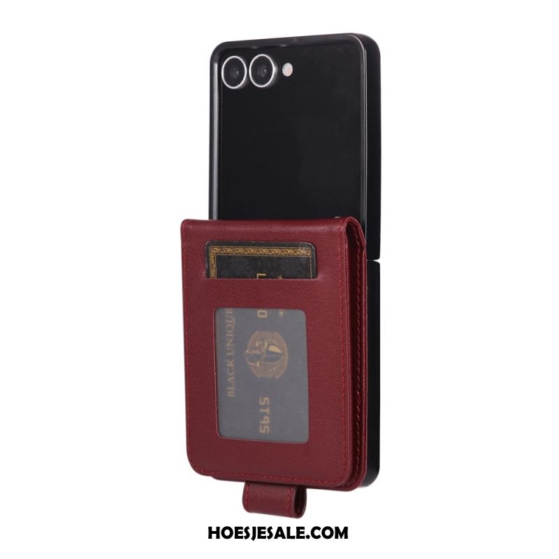 Cover Samsung Galaxy Z Flip 7 Kaarthouder Van Imitatieleer