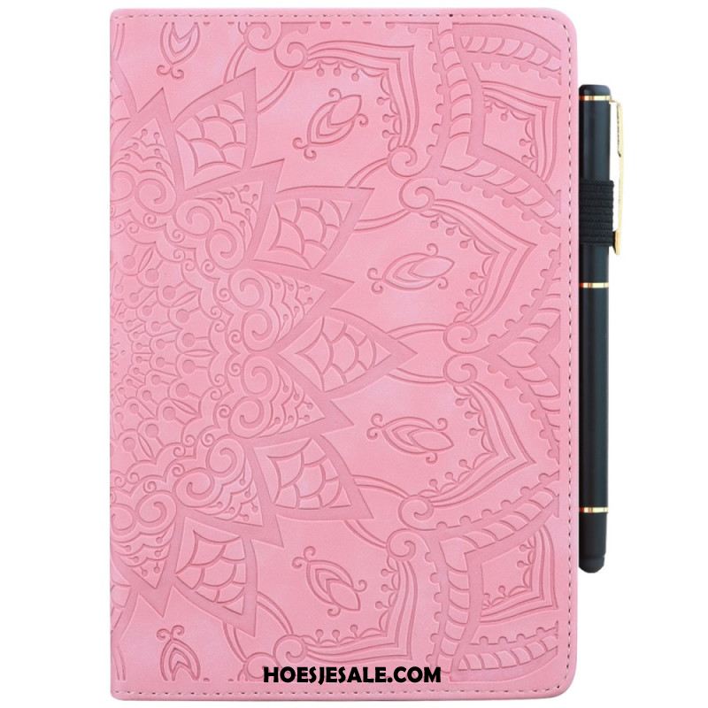 Cover Voor Samsung Galaxy Tab S9 Fe Bloemenpatroon En Stylushouderriem