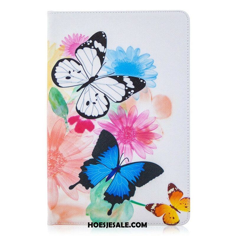 Cover voor Samsung Galaxy Tab S8 / Tab S7 Aquarel Vlinders