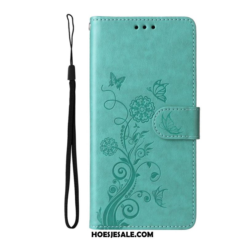 Flip Case Leren Oneplus 15 Bloemen En Vlinders
