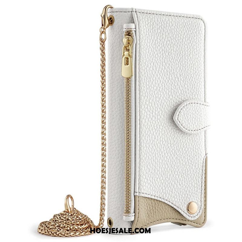 Flip Case Leren Oneplus 15 Portemonnee Met Ketting Als Schouderband