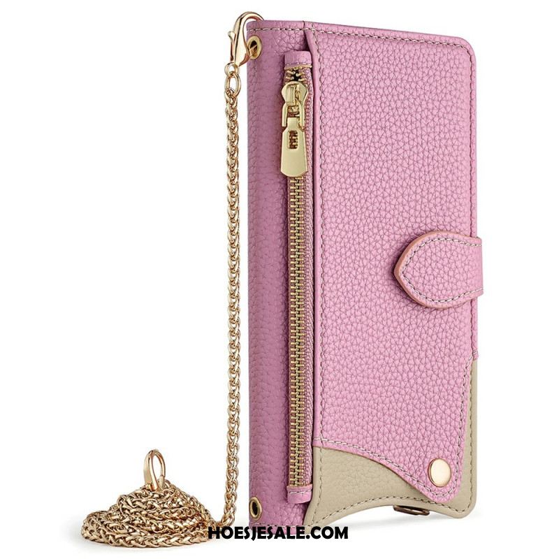 Flip Case Leren Oneplus 15 Portemonnee Met Ketting Als Schouderband