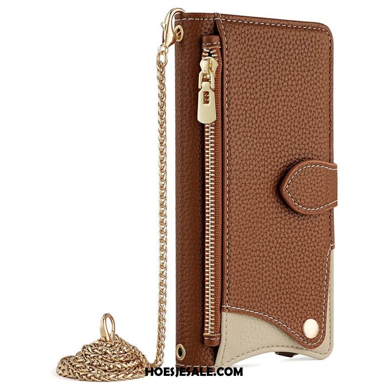 Flip Case Leren Oneplus 15 Portemonnee Met Ketting Als Schouderband