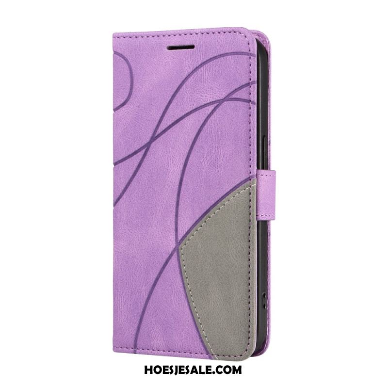 Flip Case Leren Oneplus Nord 4 Tweekleurige Golvende Lijn