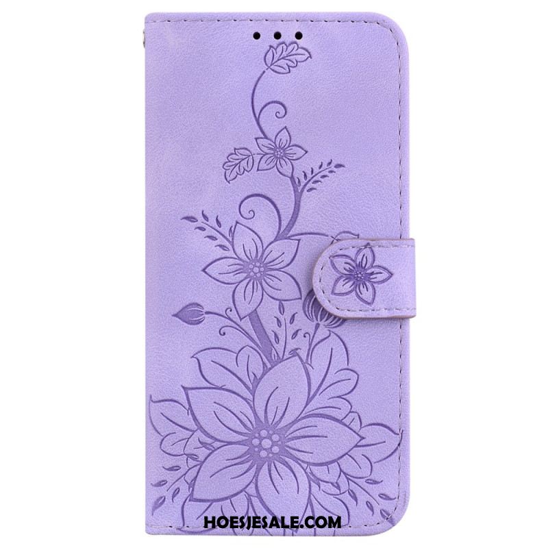 Flip Case Leren Oppo Reno 12f 5g Leliebloemen