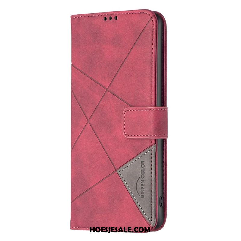 Flip Case Leren Samsung Galaxy S25 5g Edge Geometrisch Patroon Binfen Color