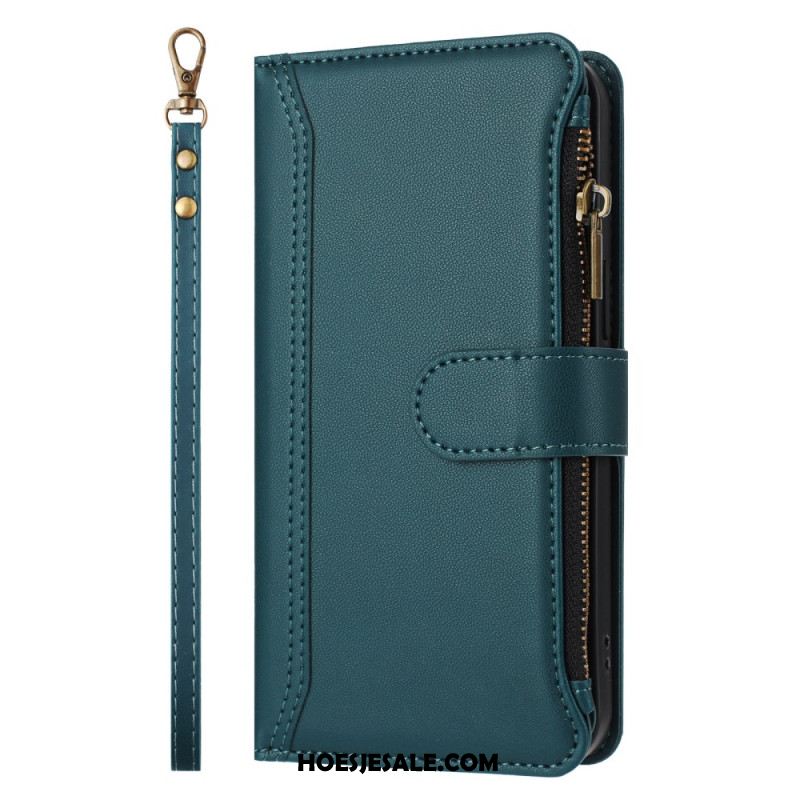 Flip Case Leren Samsung Galaxy S25 5g Edge Portemonnee Met 9 Kaartsleuven En Sleutelkoord