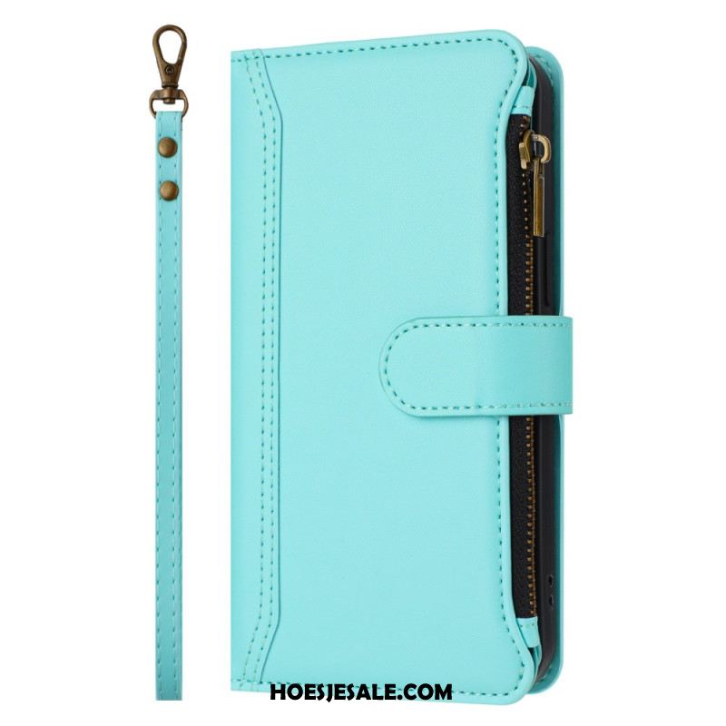 Flip Case Leren Samsung Galaxy S25 5g Edge Portemonnee Met 9 Kaartsleuven En Sleutelkoord