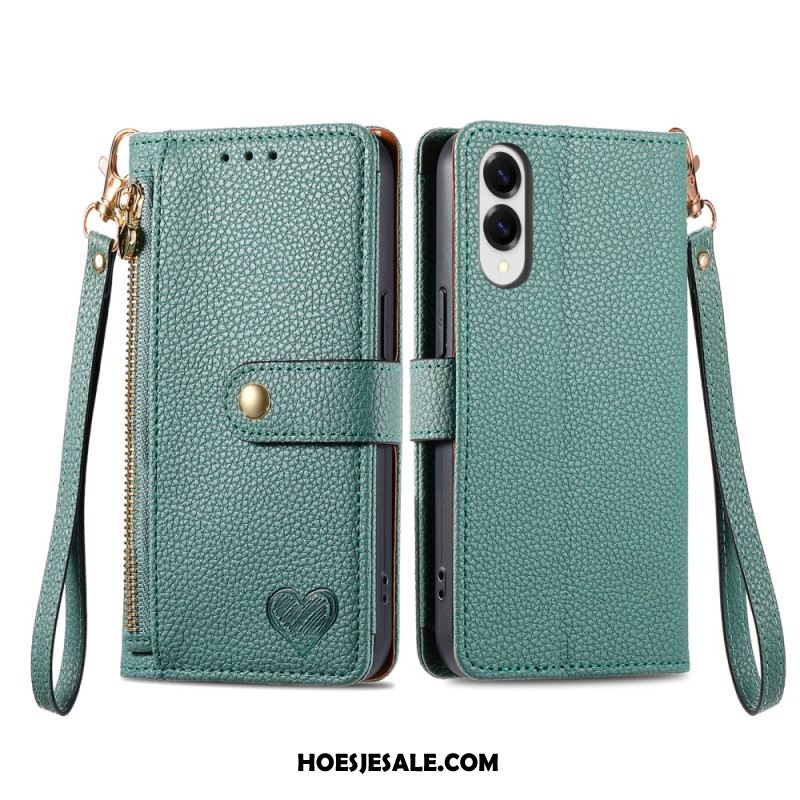 Flip Case Leren Samsung Galaxy S25 5g Edge Rfid-hartontwerp