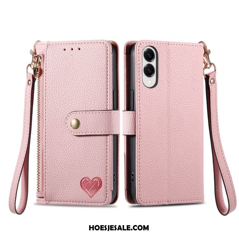 Flip Case Leren Samsung Galaxy S25 5g Edge Rfid-hartontwerp