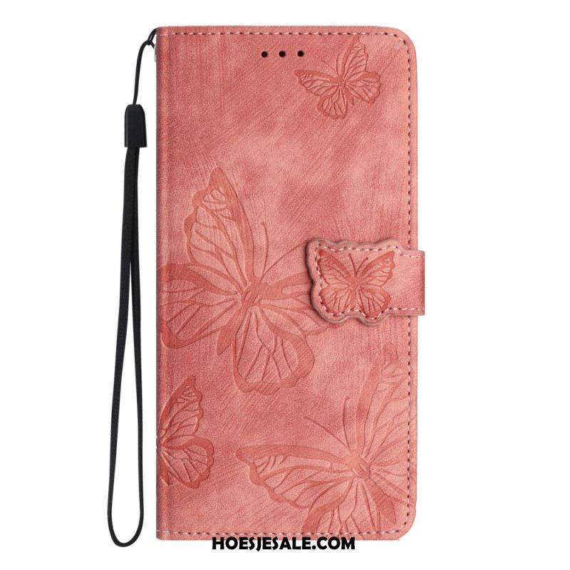 Flip Case Leren Samsung Galaxy S25 5g Edge Suède Vlindereffect