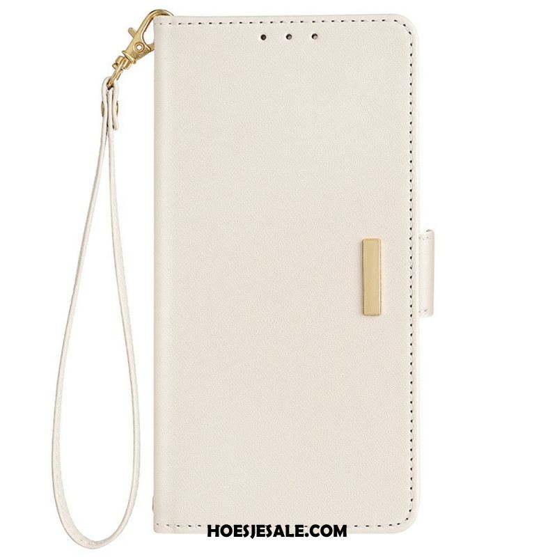 Flip Case Leren Samsung Galaxy S25 5g Gesp In Metaalstijl