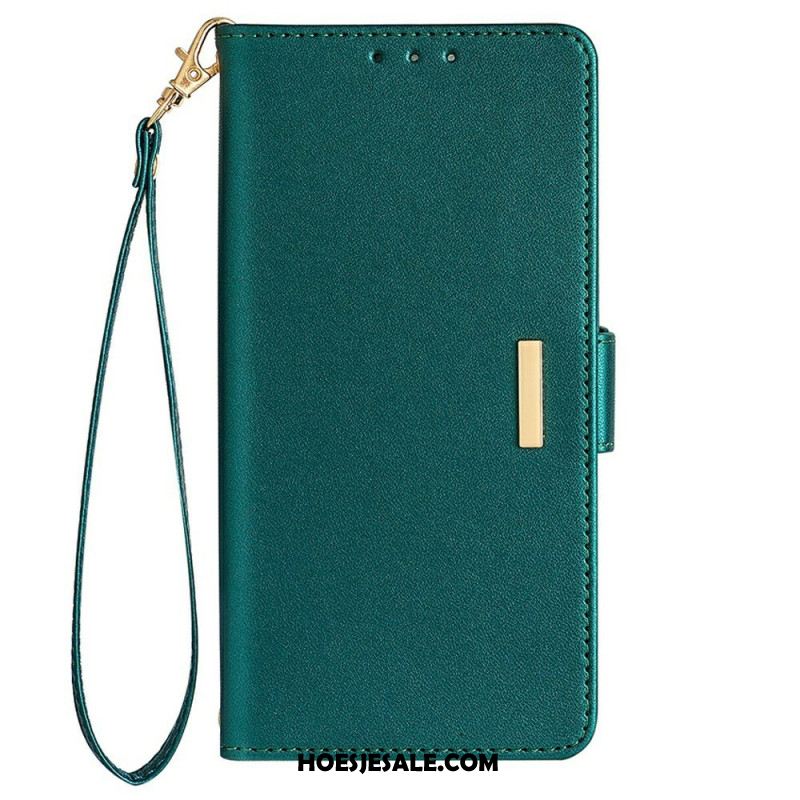 Flip Case Leren Samsung Galaxy S25 5g Gesp In Metaalstijl