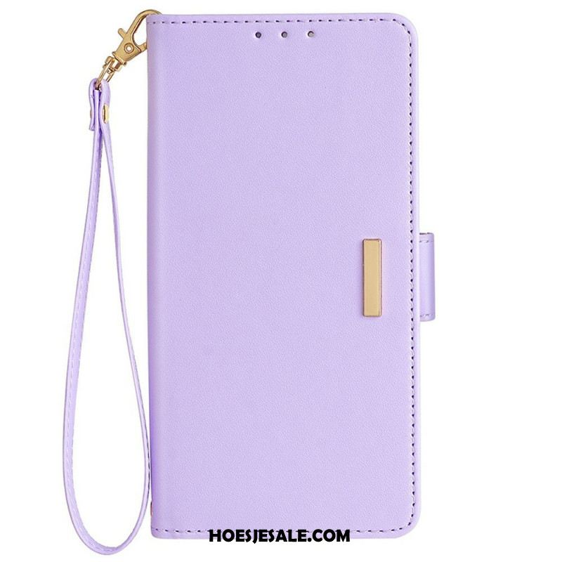 Flip Case Leren Samsung Galaxy S25 5g Gesp In Metaalstijl