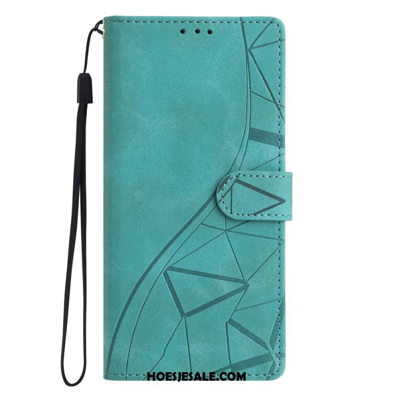 Flip Case Leren Samsung Galaxy S25 Fe Driehoekig Patroon