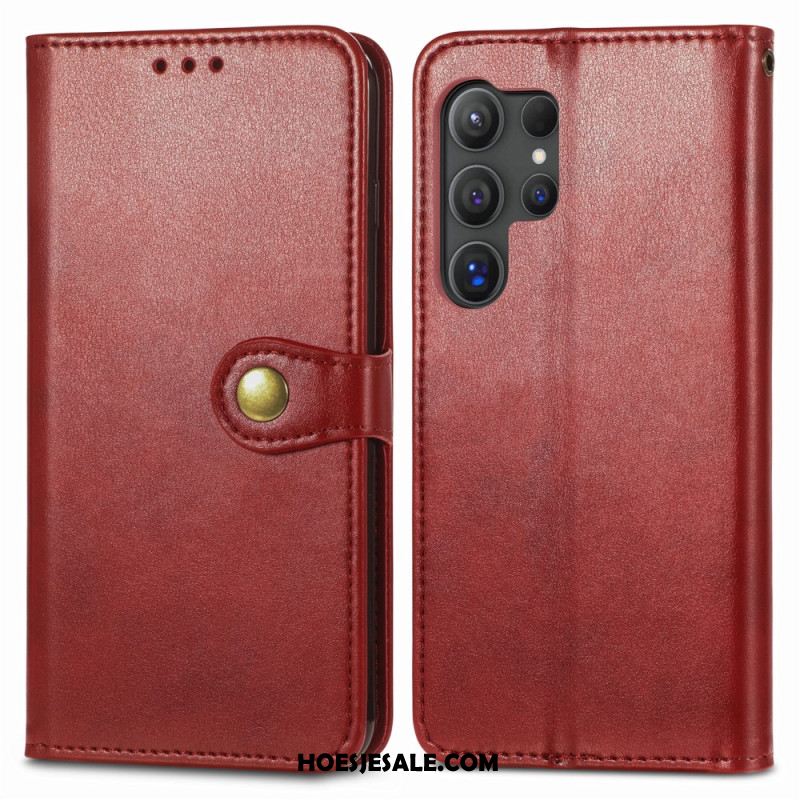 Flip Case Leren Samsung Galaxy S25 Ultra 5g Gouden Sluiting