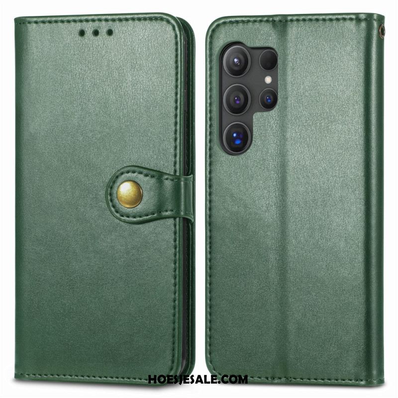 Flip Case Leren Samsung Galaxy S25 Ultra 5g Gouden Sluiting