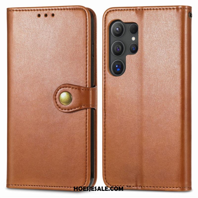 Flip Case Leren Samsung Galaxy S25 Ultra 5g Gouden Sluiting