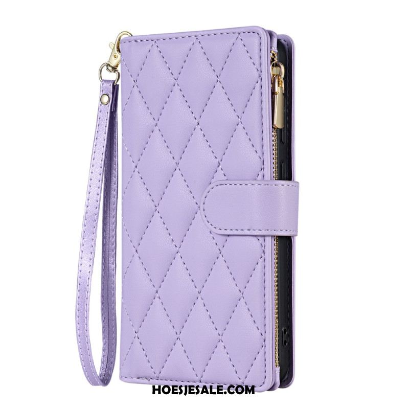 Flip Case Leren Samsung Galaxy S26 Gewatteerd Met Verstelbare Schouderband